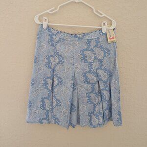 Tommy Hilfiger 100% Linen Pleated Paisley Mini Skirt Size 8 NWT